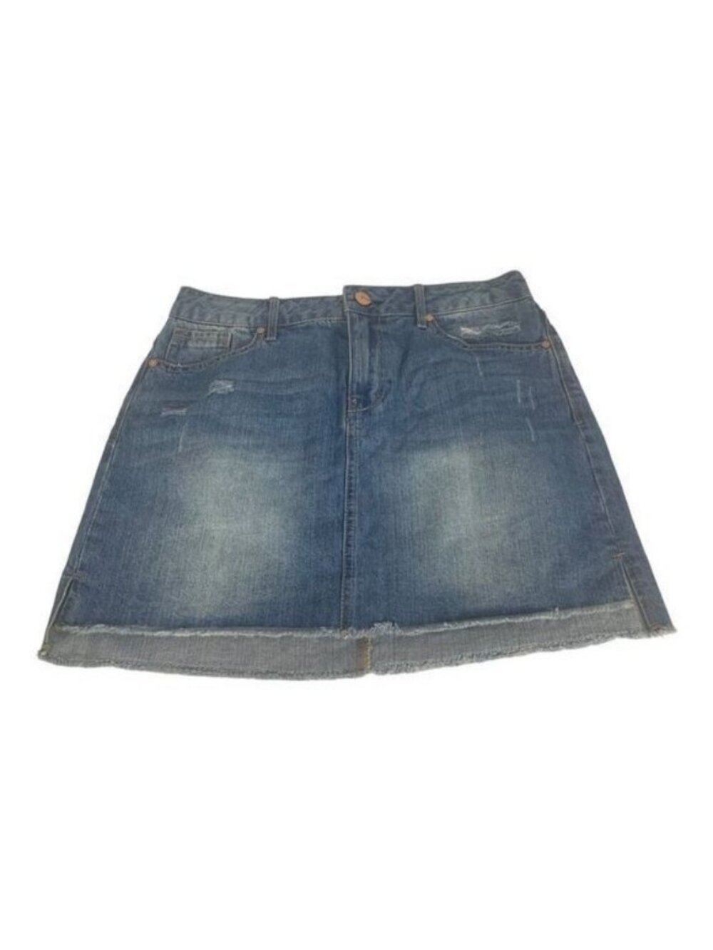 1822 Denim Womens Distressed Jean Skirt Size 10 Medium Wash Casual Cotton Blend